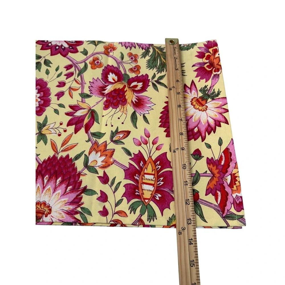 April Cornell Floral Cotton Table Runner Yellow Pink Orange Green 72x13 Boho